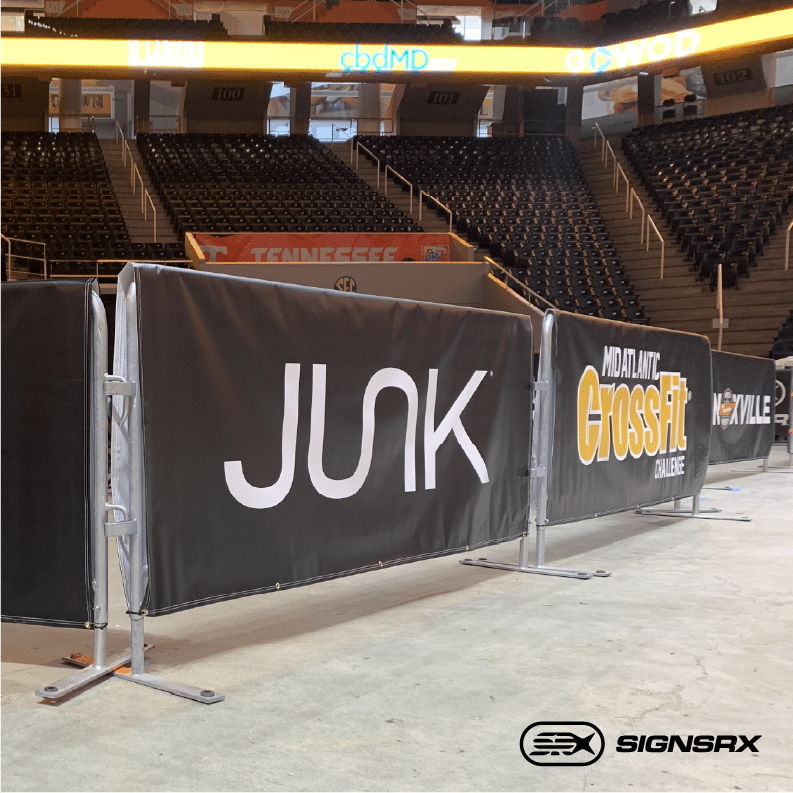 Custom-designed barrier banners for festivals and races