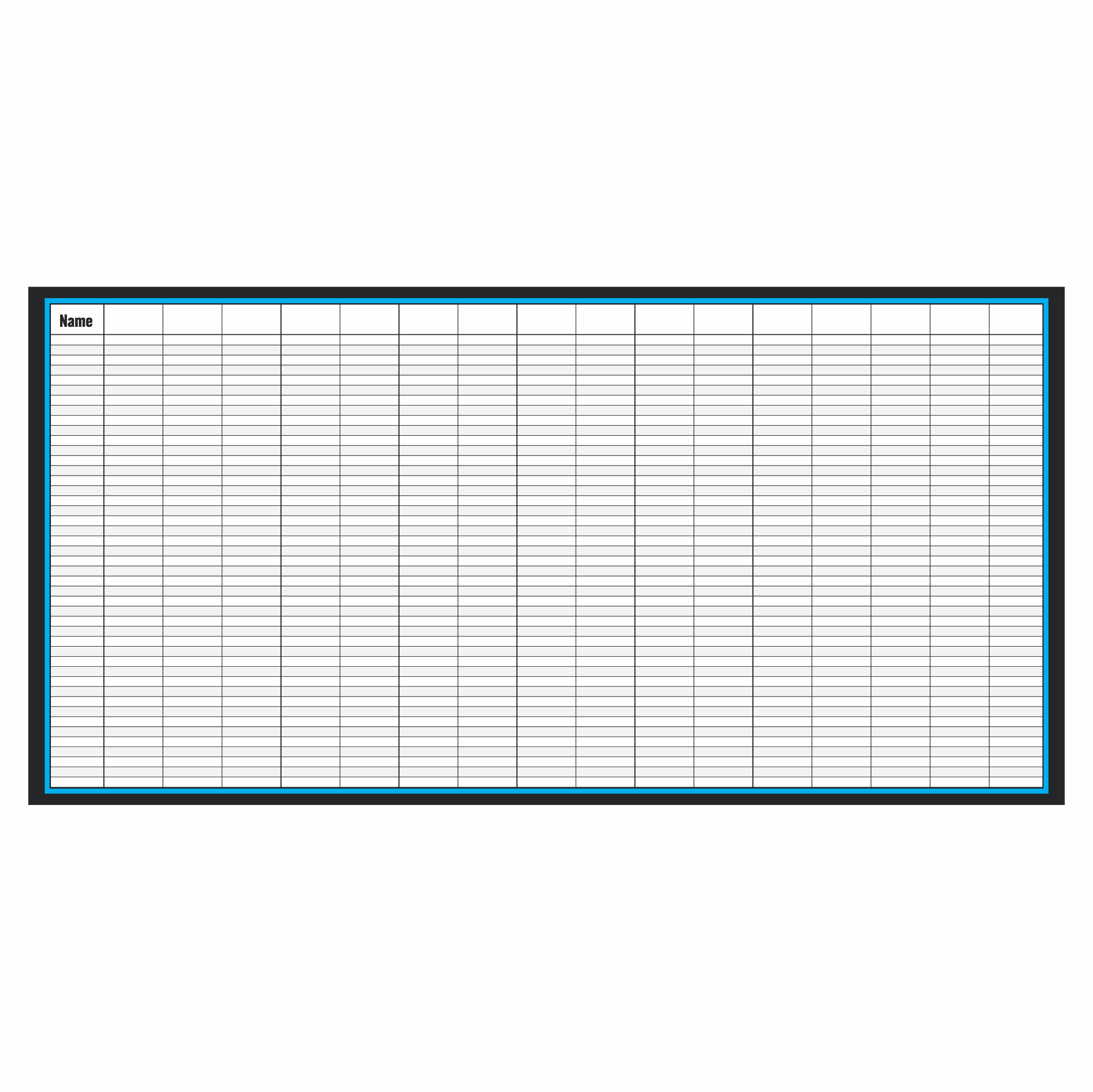 Blue blank movement board designed for gym workout planning with dry erase functionality