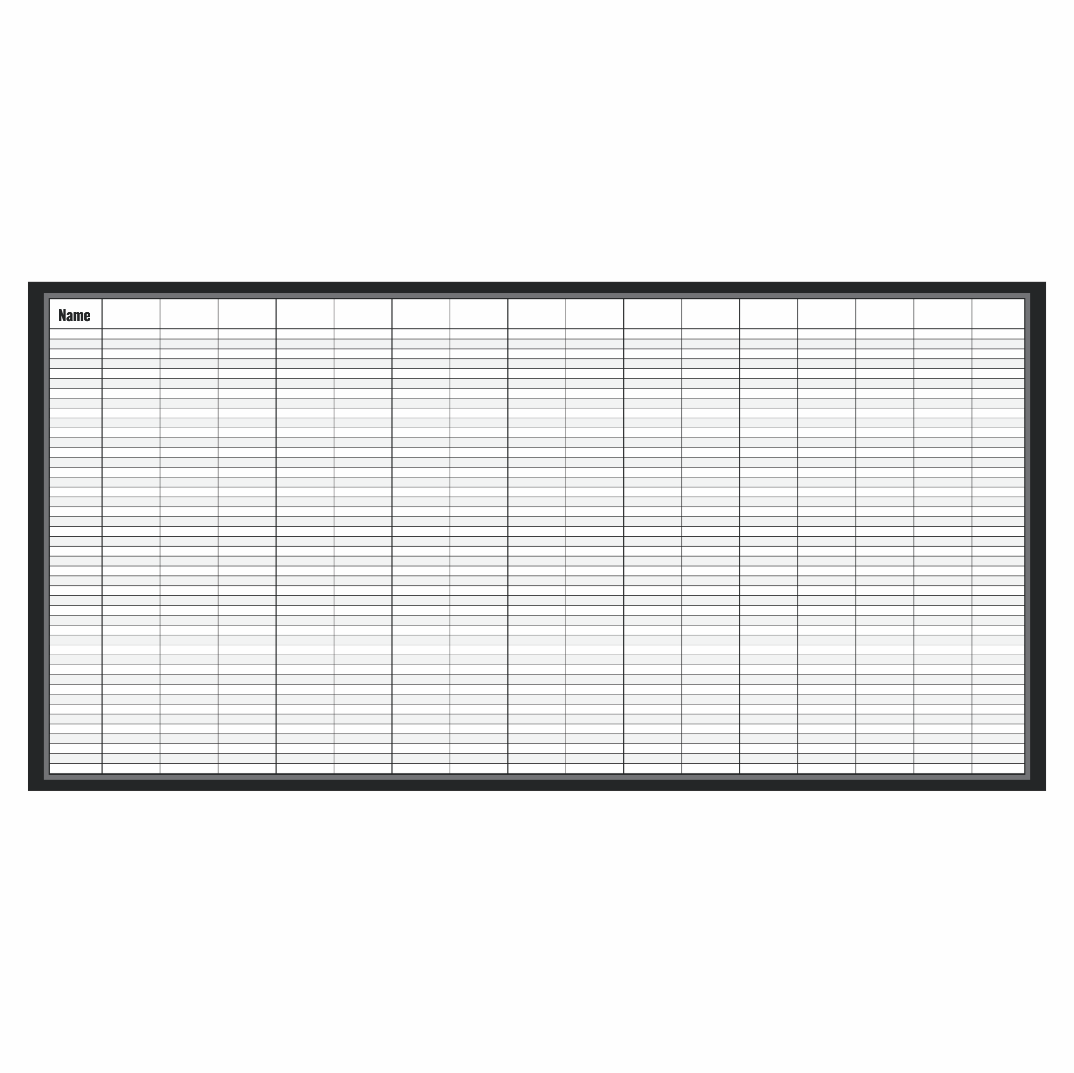 Grey blank movement board used in gyms for tracking exercises and scheduling workouts