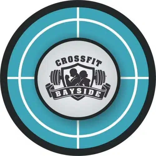 Gym wall ball target featuring CrossFit Evermore logo and custom colors
