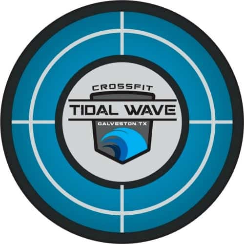 Custom wall ball targets with CrossFit logo and colors for gym branding