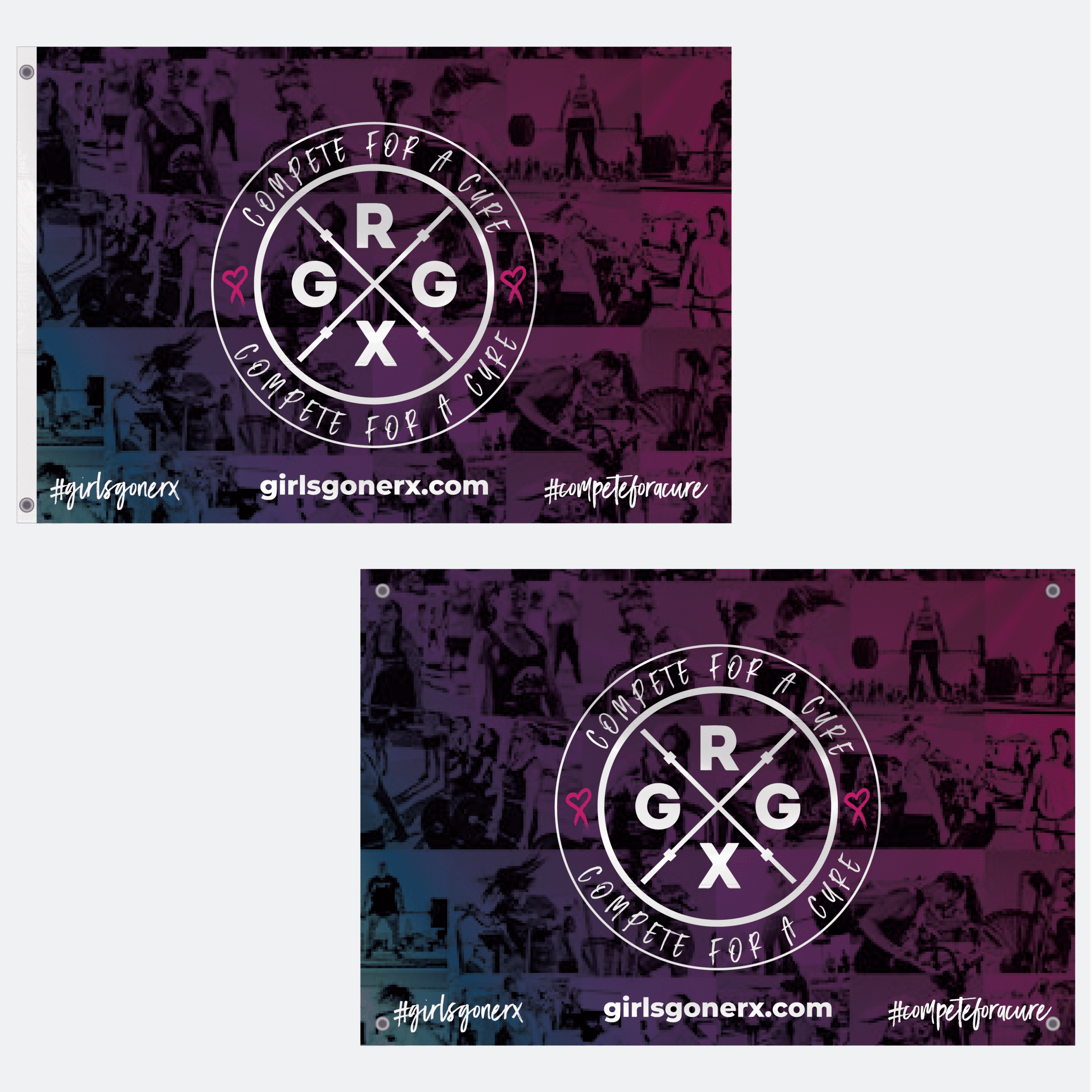 Eco-safe ink printed GGRX flag for gym branding