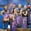 Custom podium graphics showcasing event branding and sponsor logos