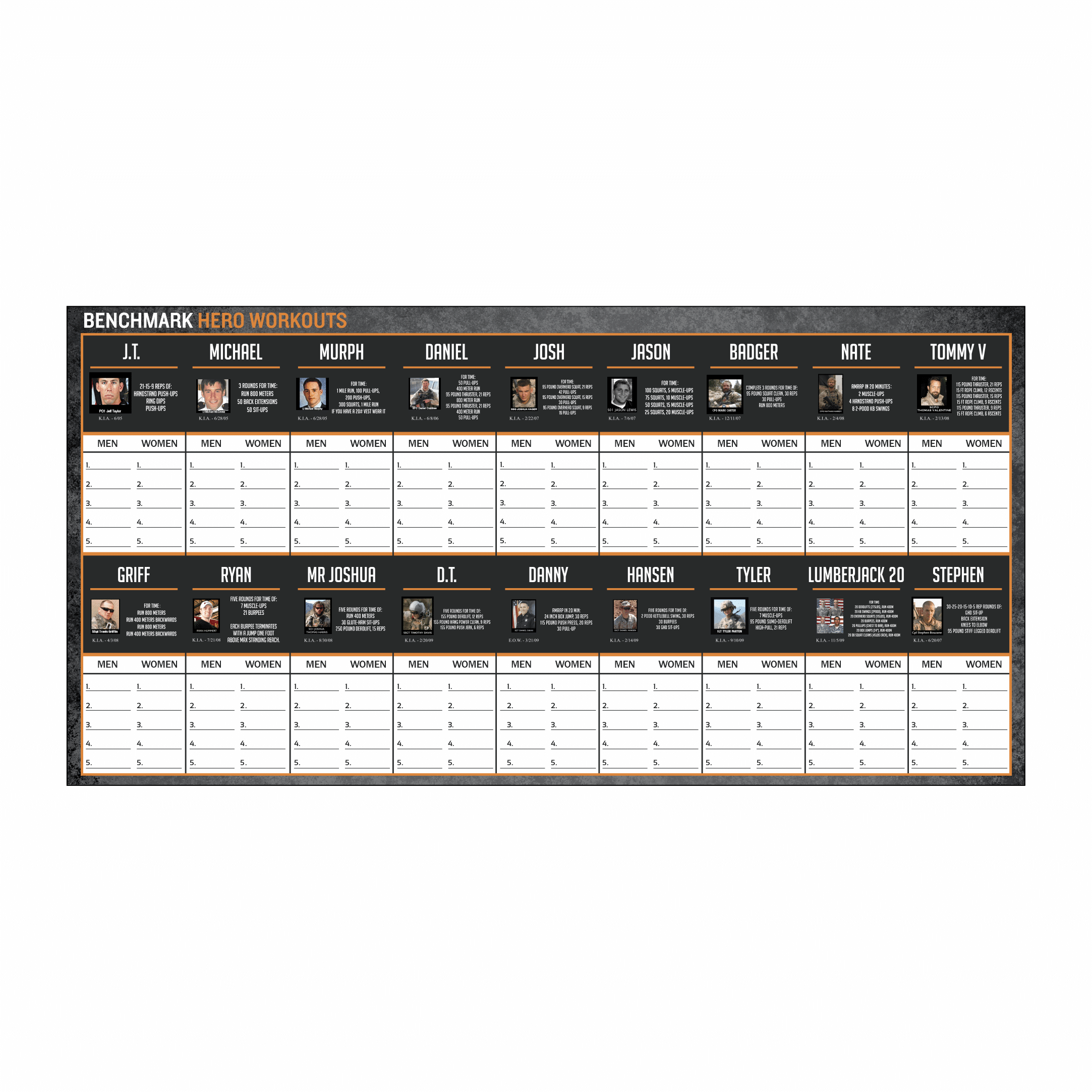 Premium Hero dry erase board for CrossFit affiliates