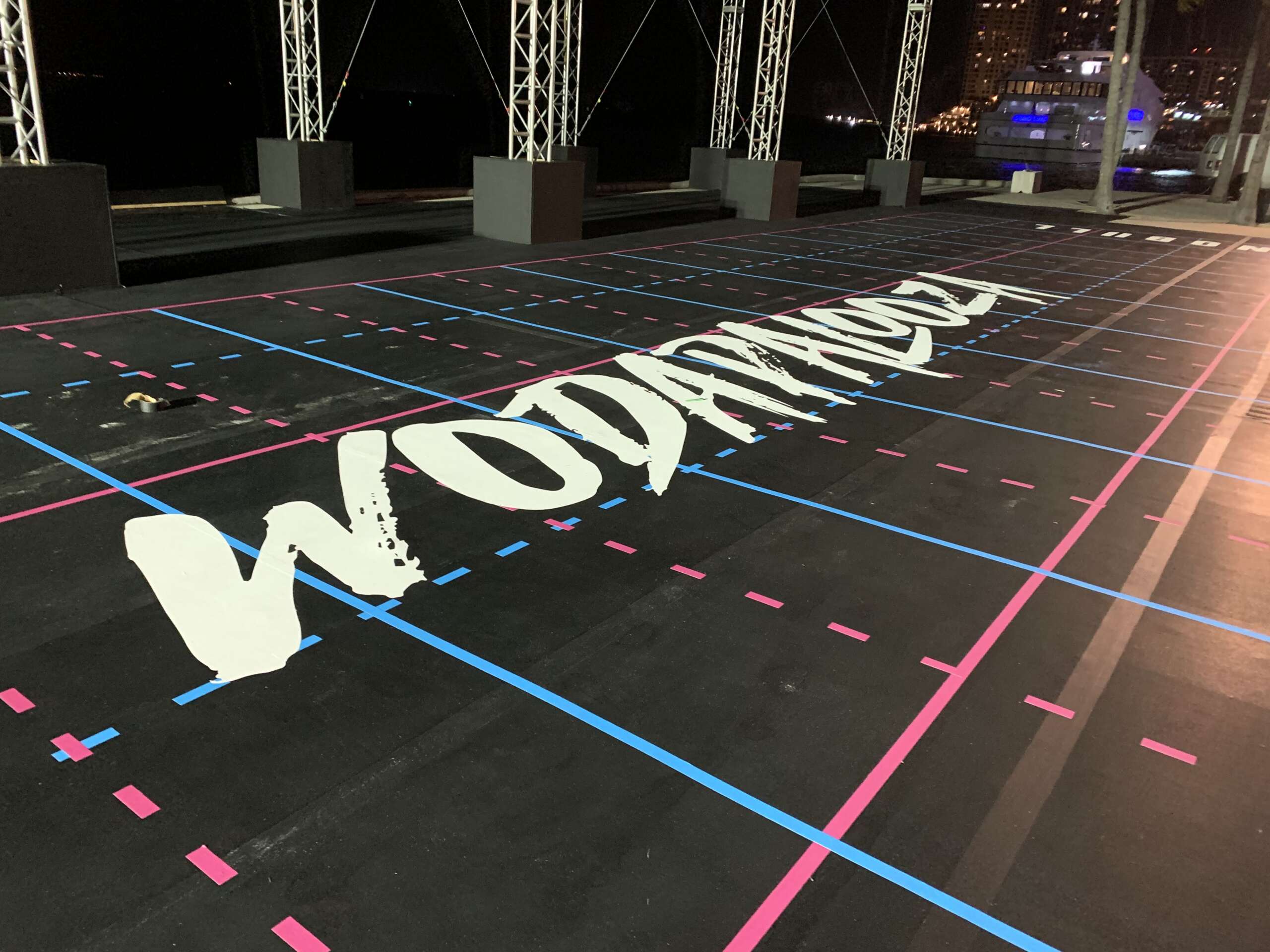 Floor grid decals for gyms, durable vinyl for safety, spacing, and heavy equipment use.