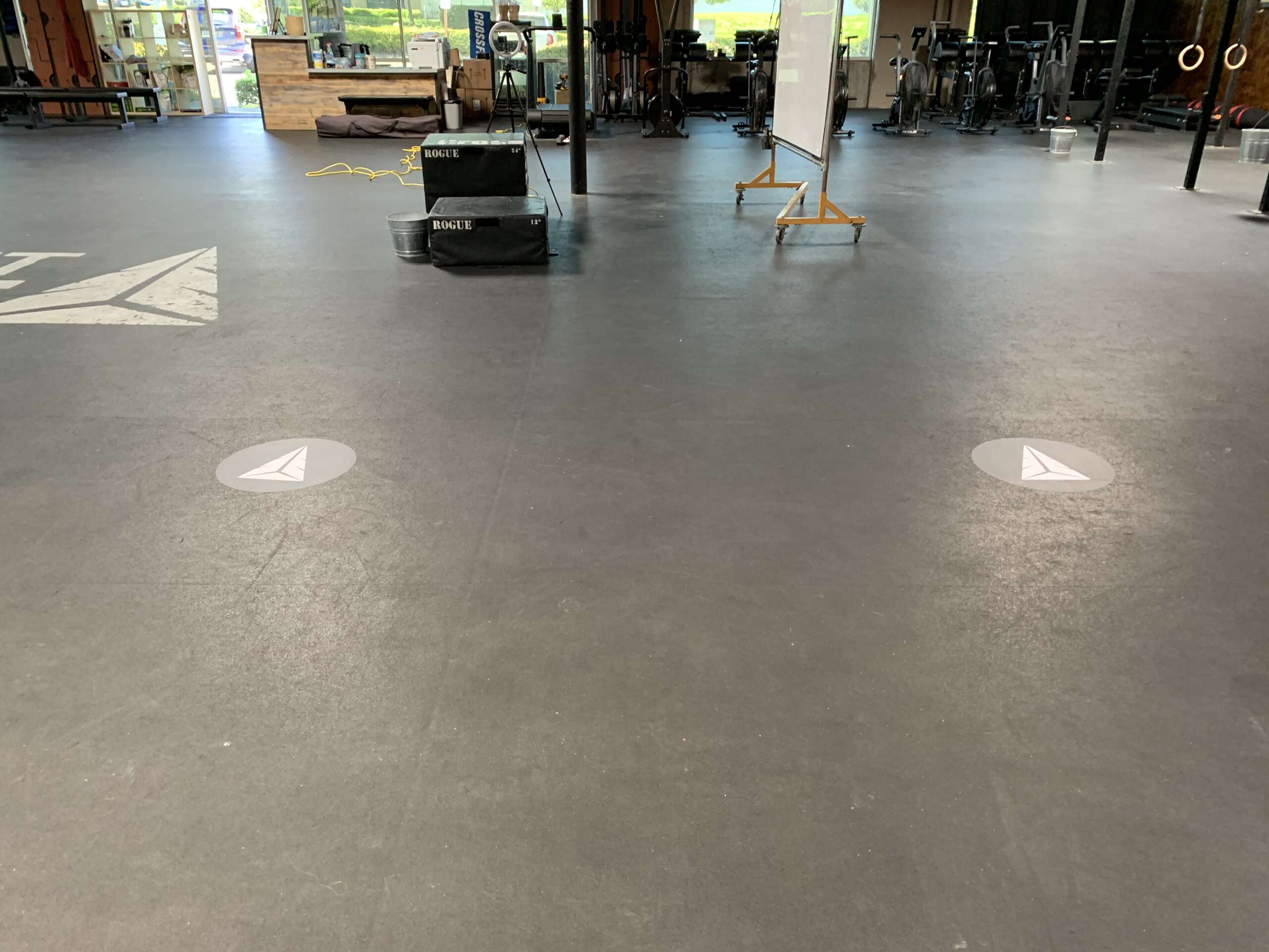 Eye-catching floor markers for ensuring proper social distancing