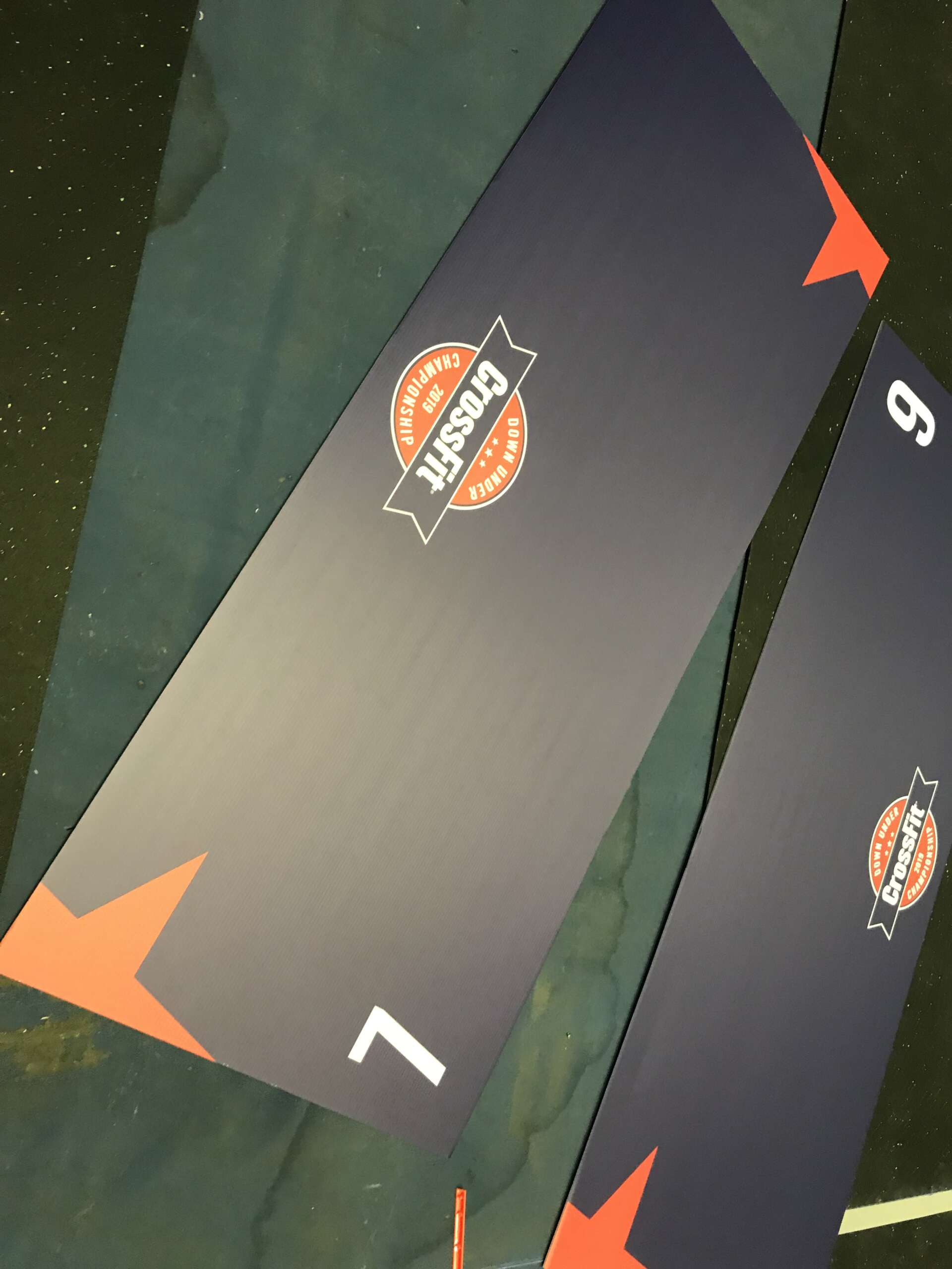 Sturdy A-frame markers to help define lanes in events and workouts