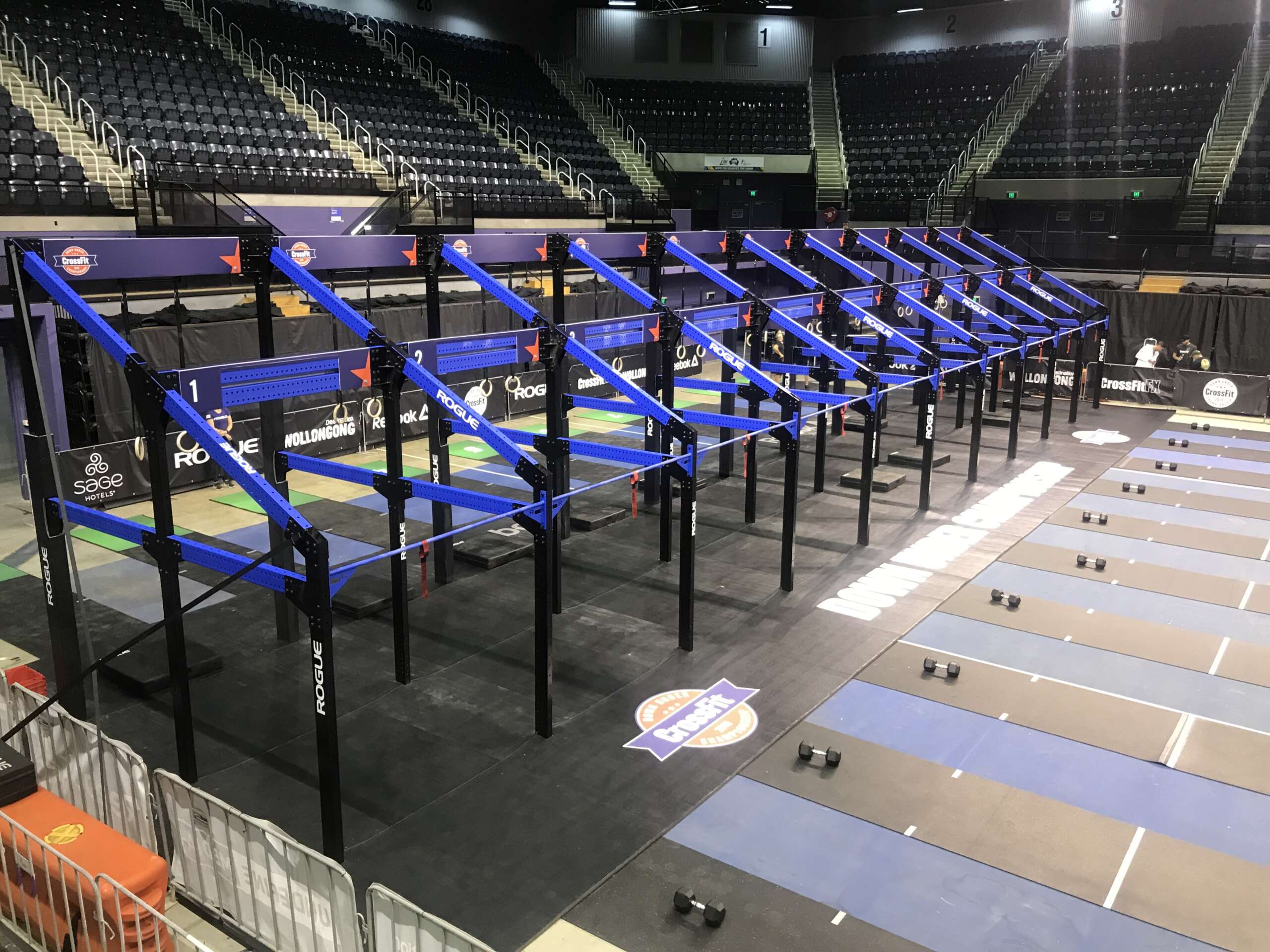 Easy-to-spot A-frame lane markers for CrossFit competitions