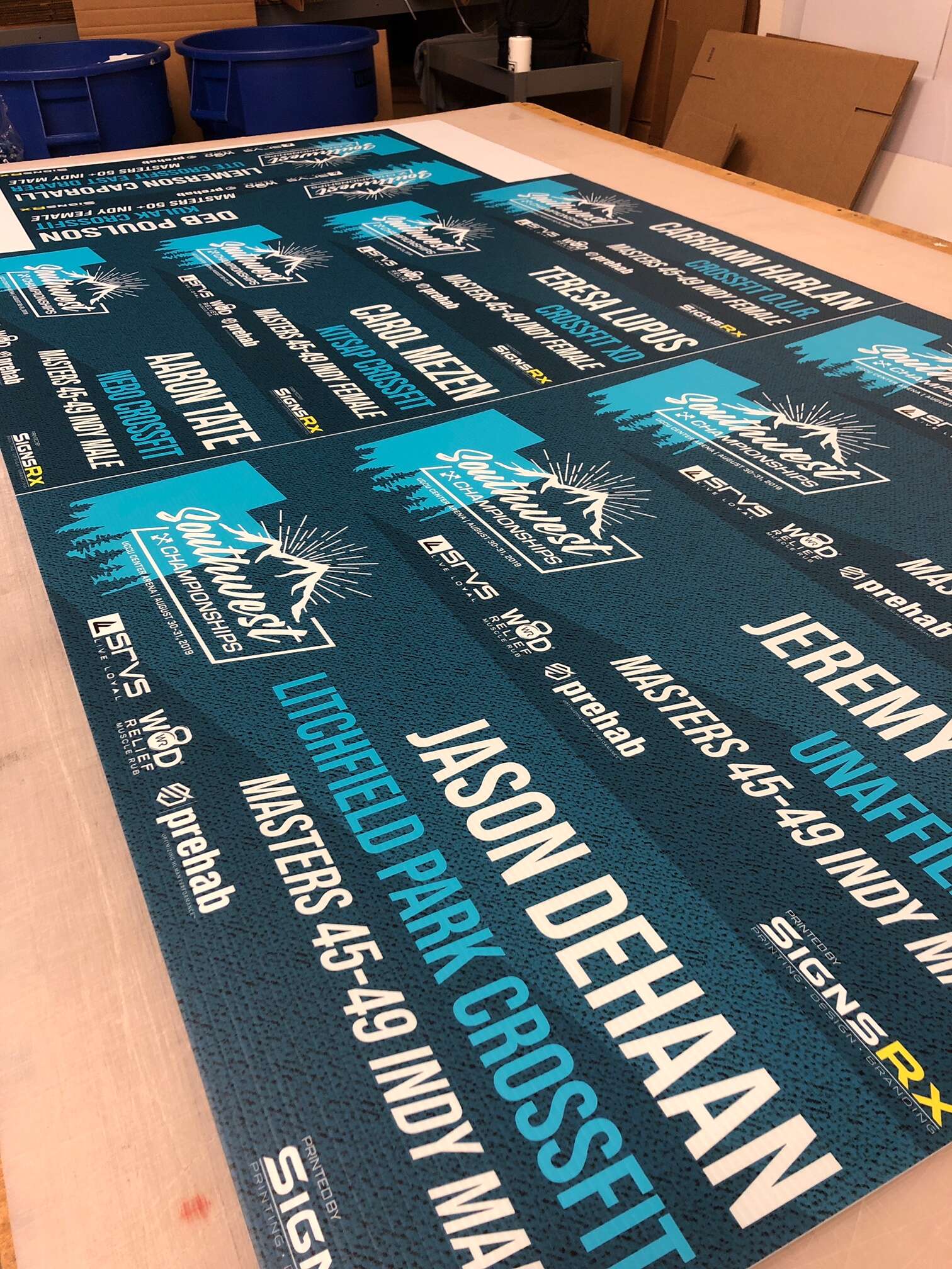 Personalized competitor name boards for events