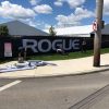 CrossFit competition mesh banner on metal fencing