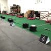A-frame lane markers to create designated workout stations