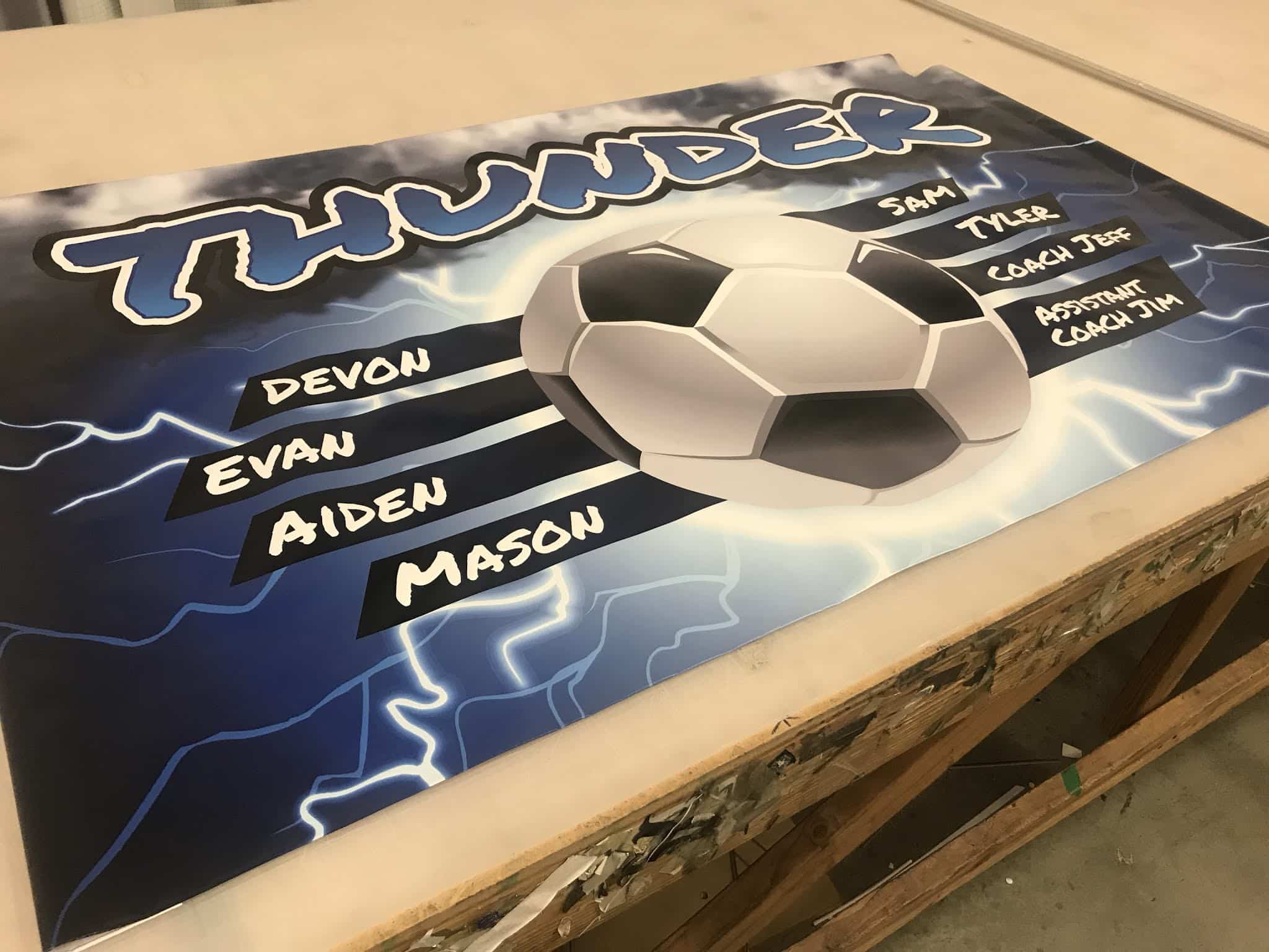 Weather-resistant 13 oz gym banner with bold custom graphics