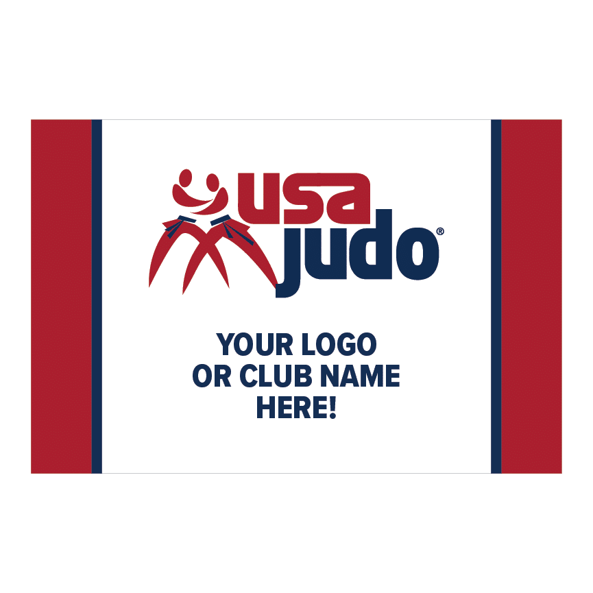 Custom USA Judo banner with split logo design