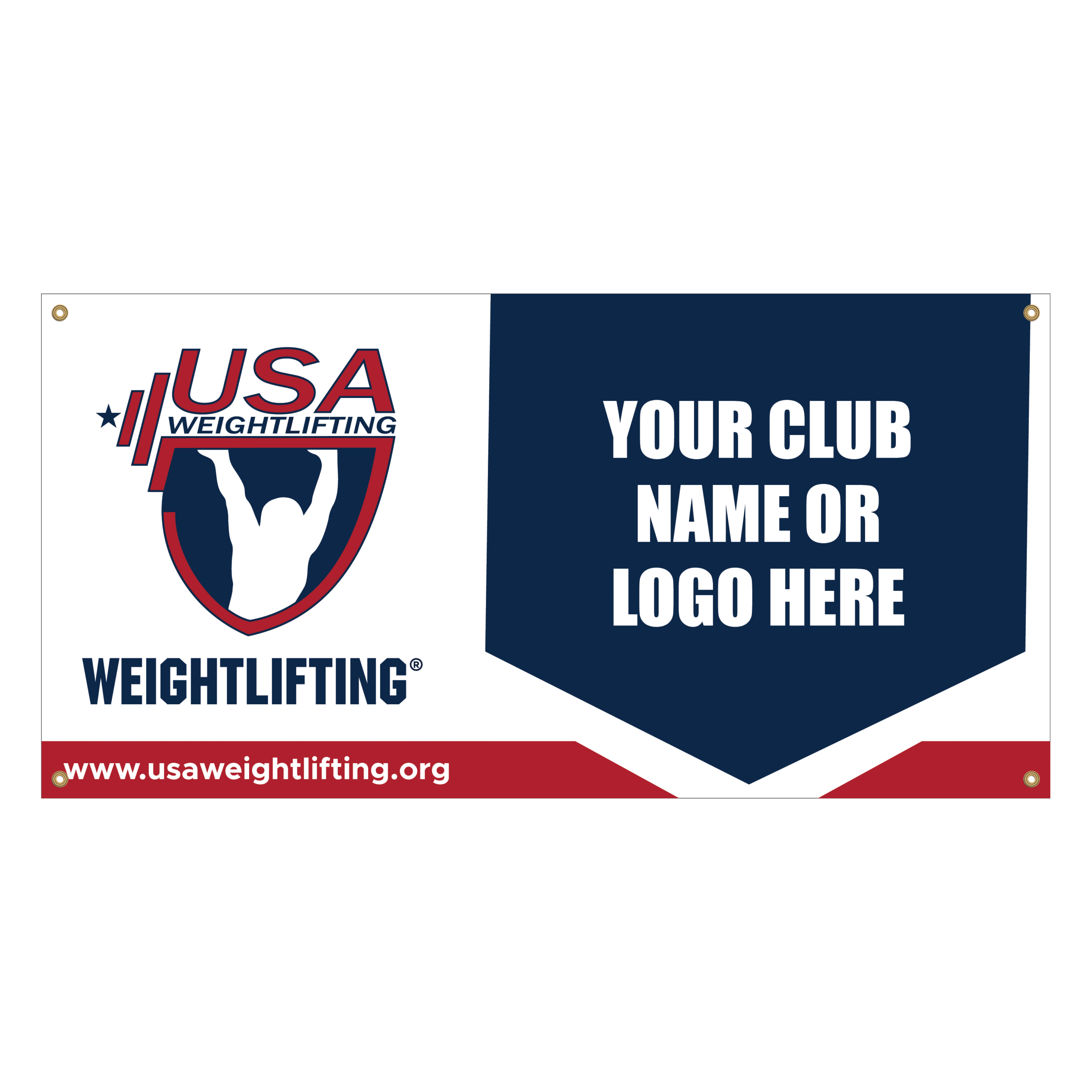 USAW horizontal banner displayed in weightlifting gym
