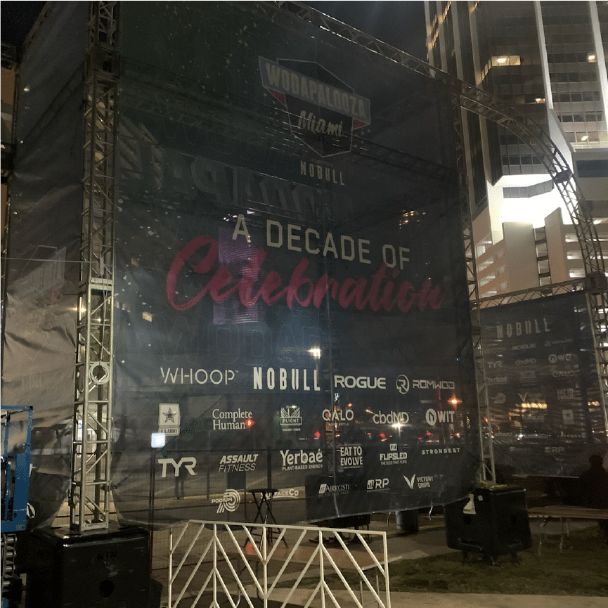 Durable 10oz mesh banner for versatile event use.