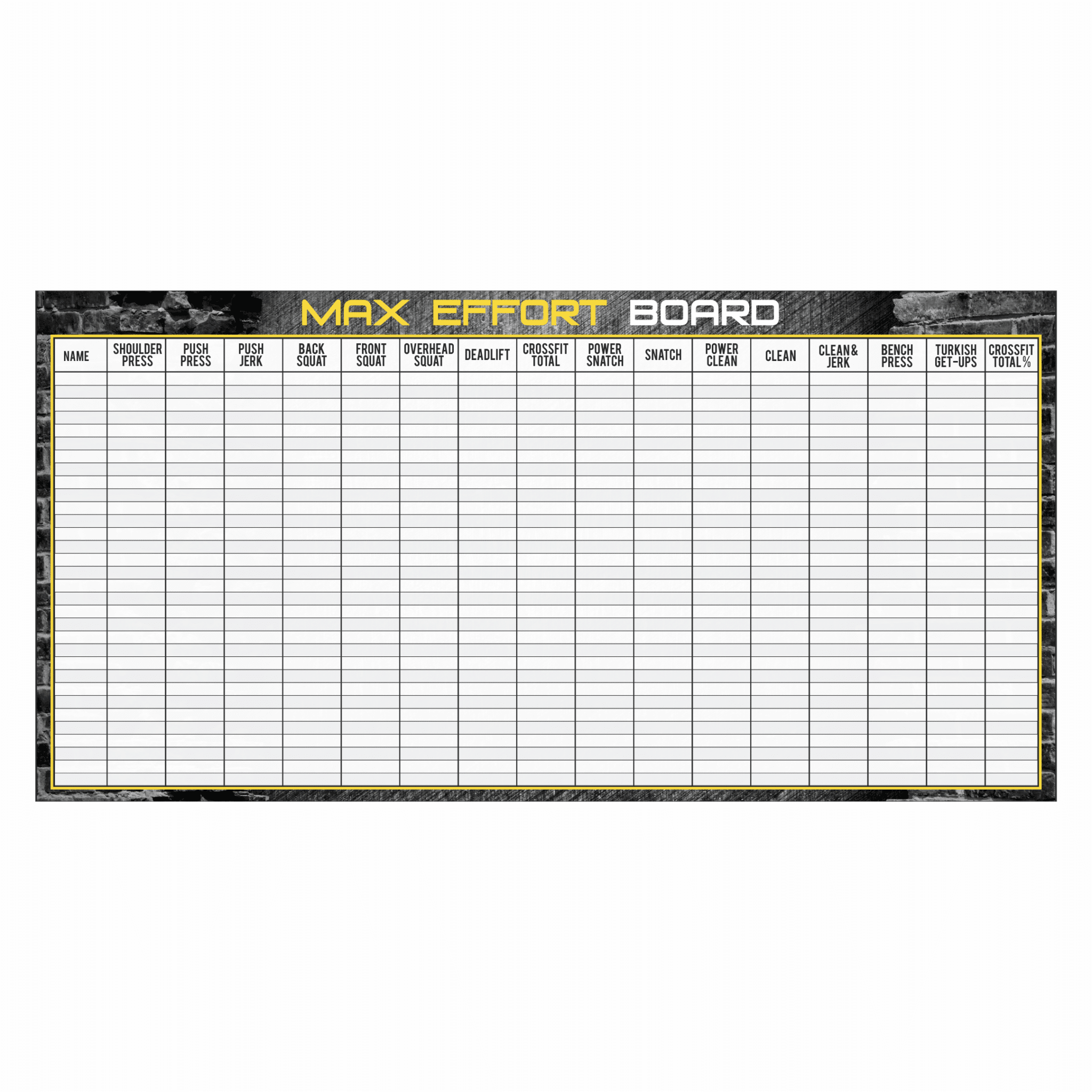 Weightlifting & Max Dry Erase Board
