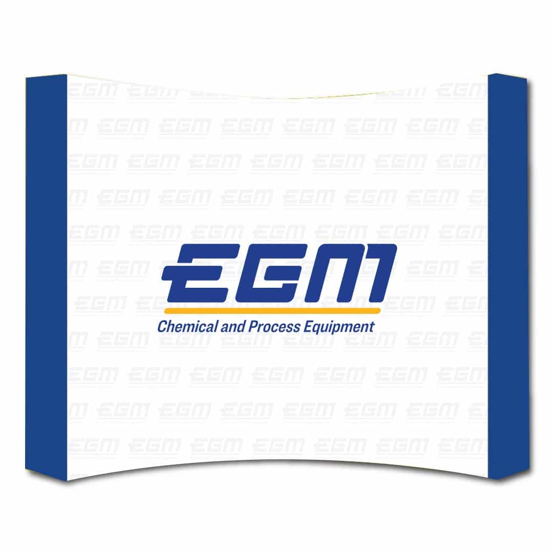 Curved exhibition backdrop with durable aluminum frame