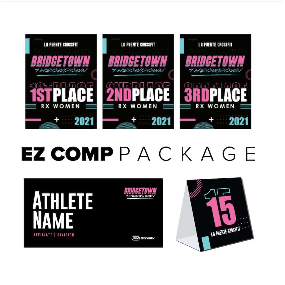Customizable competition setup with nameplates and lane markers