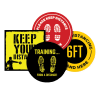 Social distancing floor graphic markers for safe customer spacing
