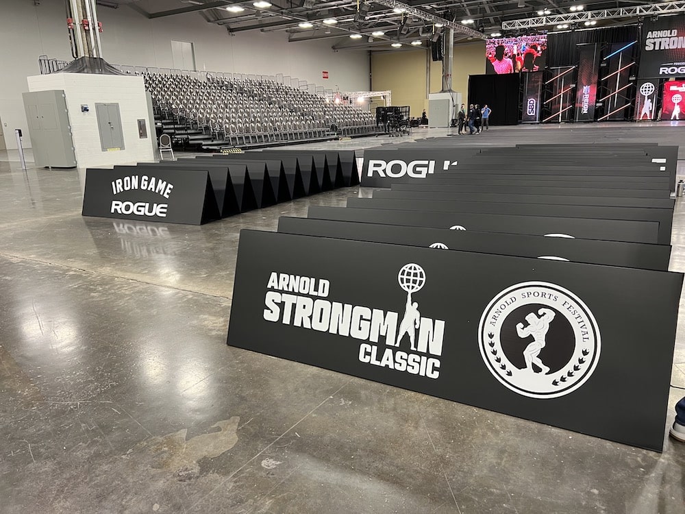 Large Coroplast A-Frame sign for events, with bold graphics for visibility and direction.