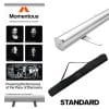 Retractable banner stand in a travel bag for convenient storage and portability