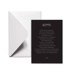 Custom Thank You Cards with folding options, available in various sizes and finishes.