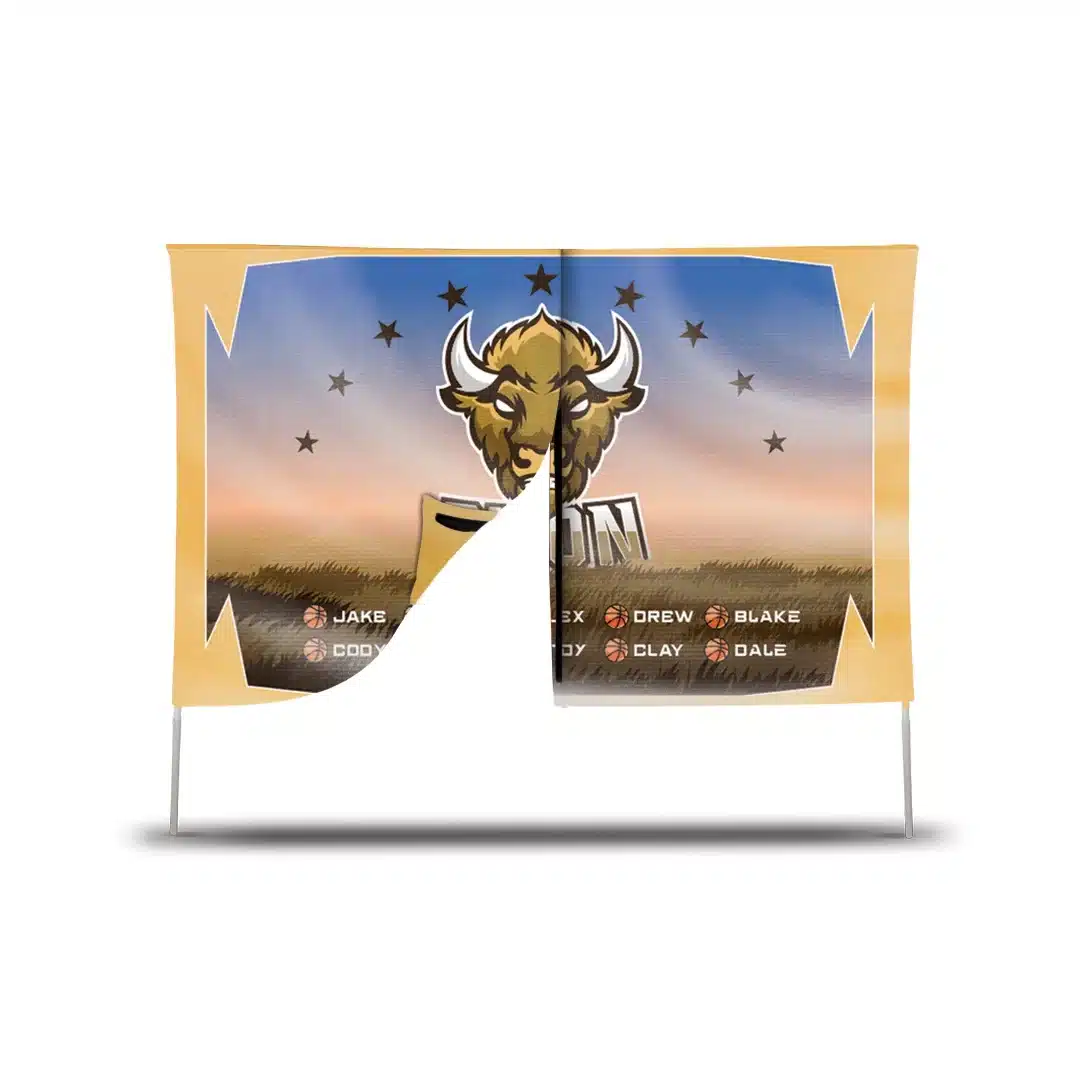 A breakaway banner with bold graphics, designed to tear easily for dramatic entrances or celebrations.
