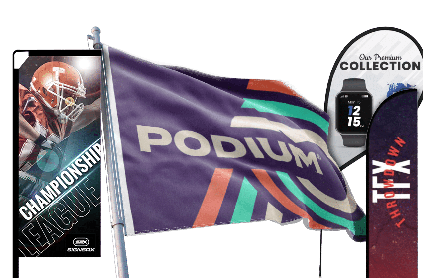 Custom flag designed with premium dye-sublimation process for vibrant, long-lasting colors